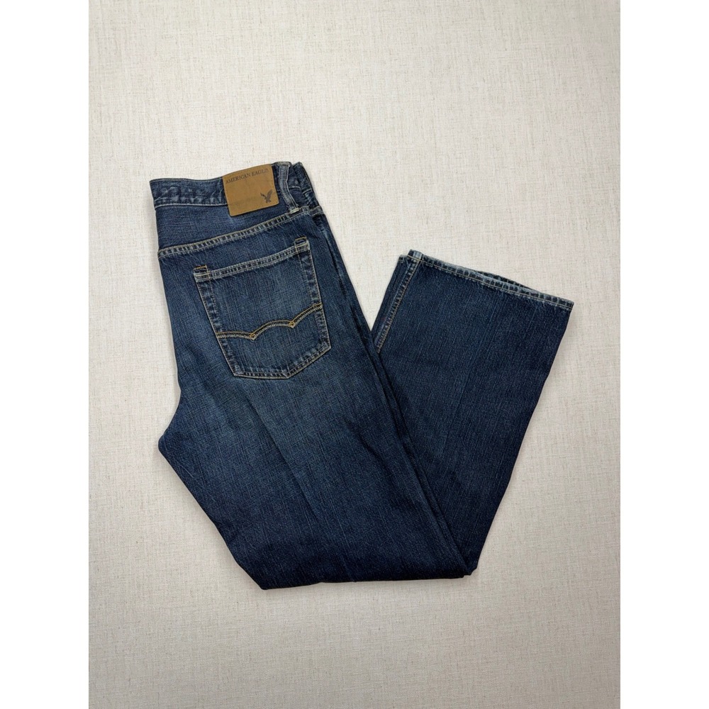American Eagle Bootcut Jeans Mens 34x32 Dark Wash 100% Cotton Denim Blue